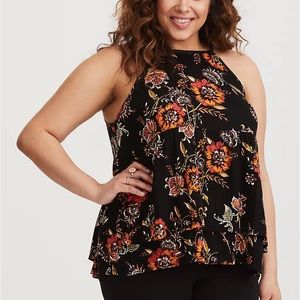 Torrid Black and Orange Floral Tank